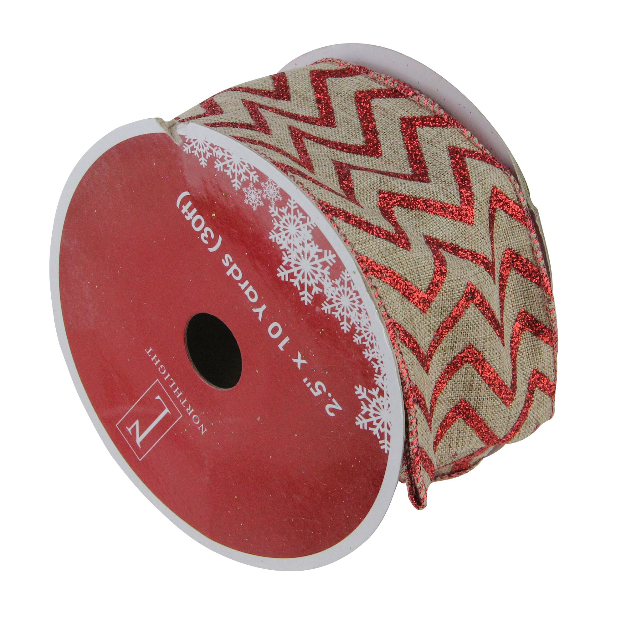 2 Red Wired Burlap Ribbon - 10 Yards