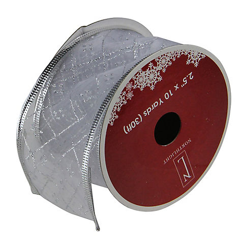Northlight 2.5" x 120 Yards Shimmering Diamond Wired Christmas Craft Ribbon Spools 12pk. - Silver
