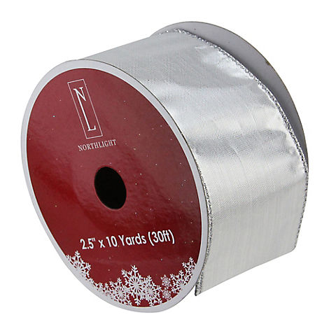 Northlight 2.5" x 120 Yards Solid Christmas Wired Craft Ribbon - Silver