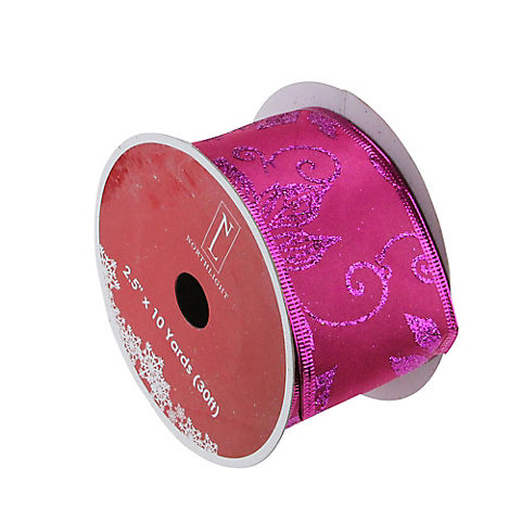 Northlight 2.5" x 120 Yards Shimmering Wired Christmas Craft Ribbons, 12 pk. - Pink and Purple