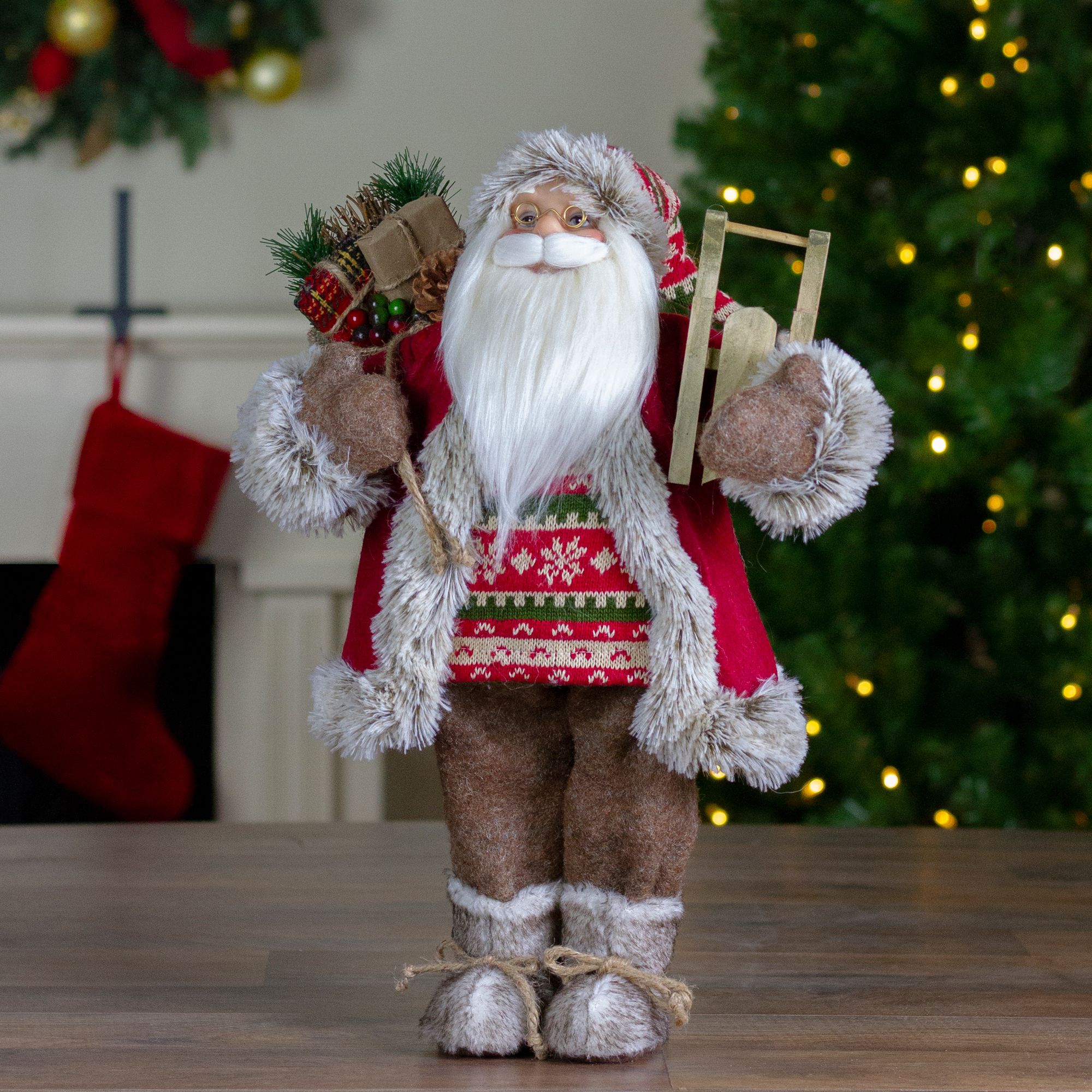 Northlight 18 Nordic Santa Christmas Figure With Sled : Target