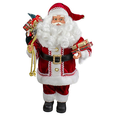 Northlight 12" Standing Curly Beard Santa Christmas Figure with Presents