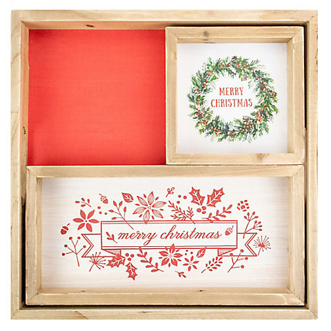 Northlight 16" Merry Christmas Wood Plaques and Serving Tray with Handles, 3 pk.