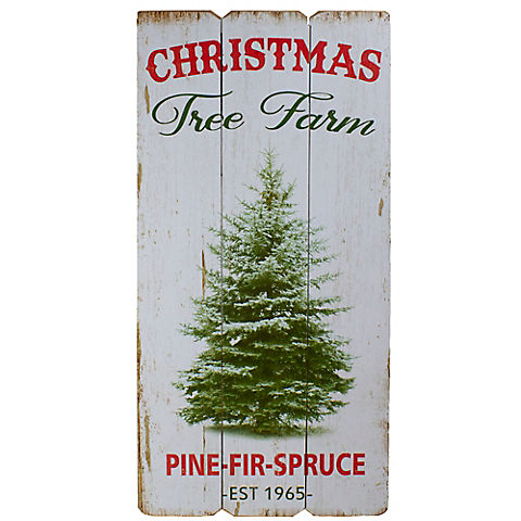 Northlight 23.5" Christmas Tree Farm Wooden Hanging Wall Sign
