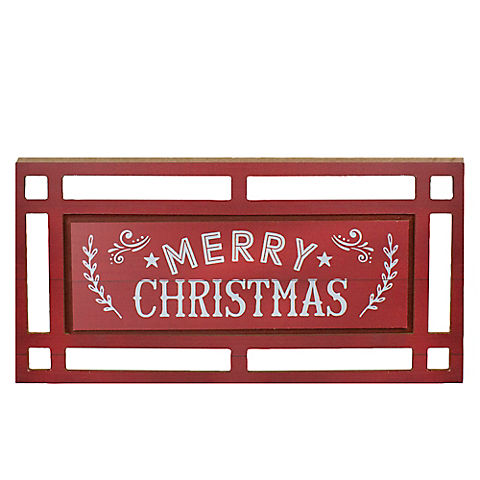 Northlight 24" Merry Christmas Rectangular Carved Wooden Wall Sign - Red and White