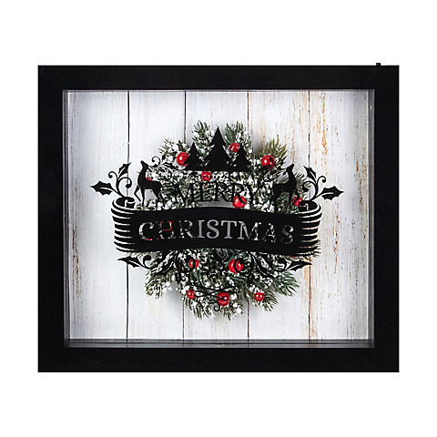 Northlight 14" Framed 3D "Merry Christmas" LED Christmas Box Decor - Black