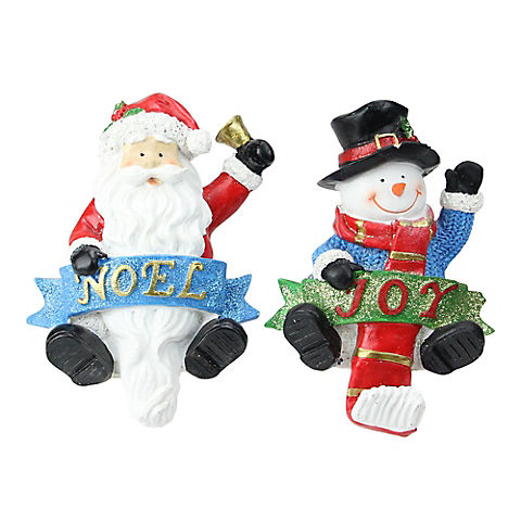 Northlight 2-Pc. 6.25" Santa and Snowman Glittered Christmas Stocking Holders