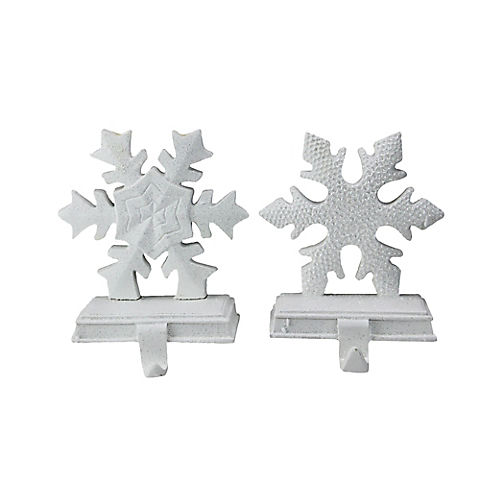 Northlight 2-Pc. 9.5" Glittered Snowflake Christmas Stocking Holder - White