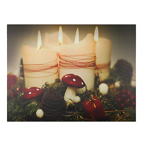 Northlight 11.75" x 15.75" LED Lighted Flickering Candles Christmas Wall Art - Red and White