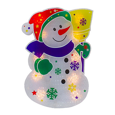 Northlight 12.5" Lighted Snowman Christmas Window Silhouette Decor - White