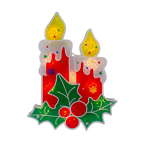 Northlight 12" Lighted Berry Candle Christmas Window Silhouette Decoration - Red