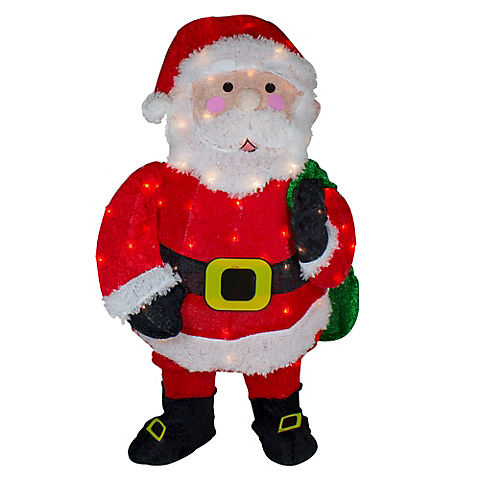Northlight 32" Lighted Chenille Santa with Gifts Outdoor Christmas Decoration