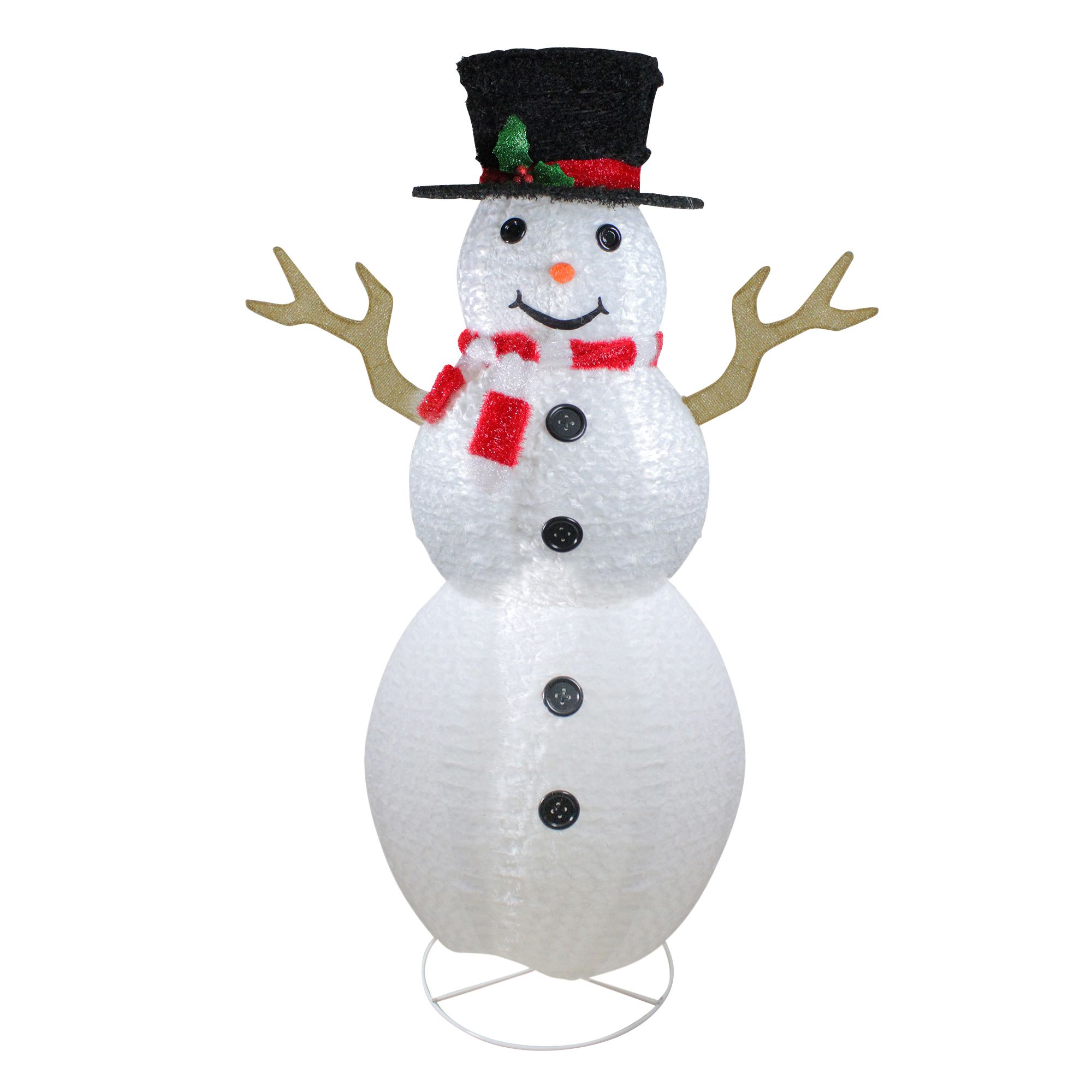 Northlight 6' Pre-Lit Chenille Swirl Large Snowman with Top Hat Christmas  Outdoor Decoration