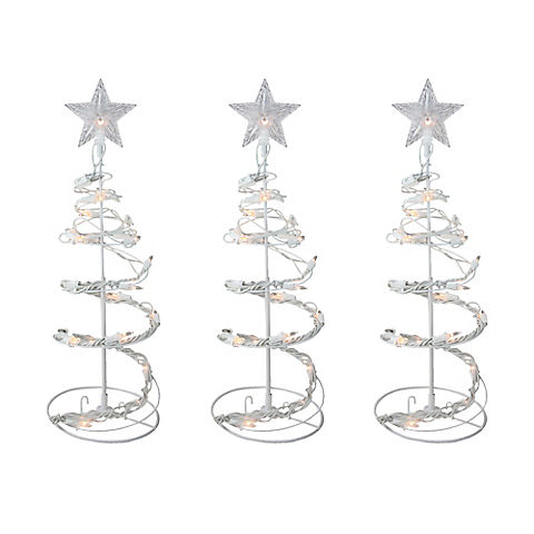 Northlight 3-Pc. 18" Clear Lighted Spiral Cone Walkway Christmas Trees Outdoor Decor - White