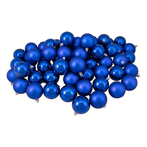 Northlight 2.5" Shatterproof 2-Finish Christmas Ball Ornaments, 60 ct. - Sapphire Blue