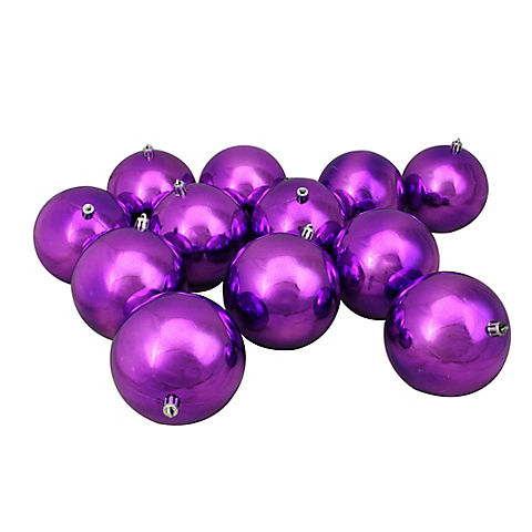 Northlight 4" Shatterproof Shiny Christmas Ball Ornaments, 12 ct. - Purple