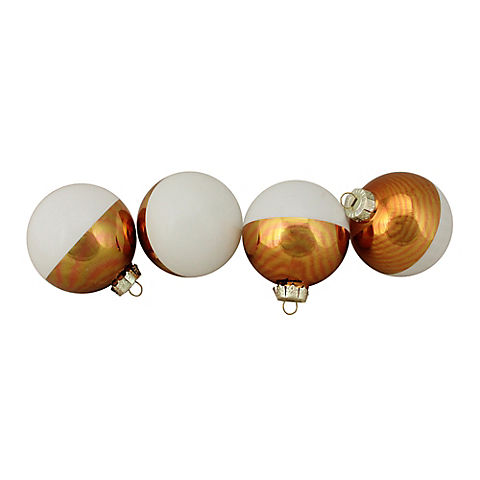 Northlight 3.25" Shiny Glass Christmas Ball Ornaments, 4 ct. - White and Gold