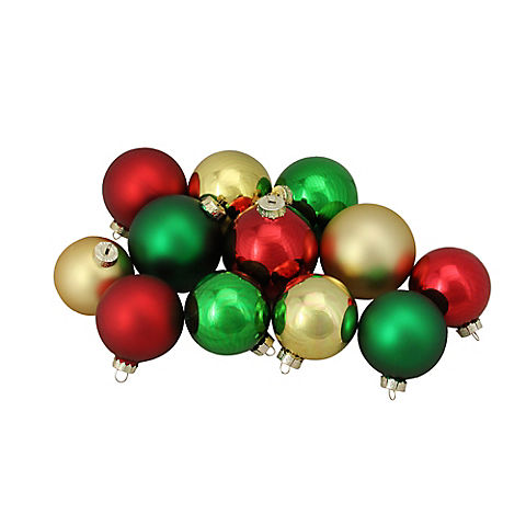 Northlight 4" 2-Finish Glass Christmas Ball Ornaments, 72 ct. - Red and Gold