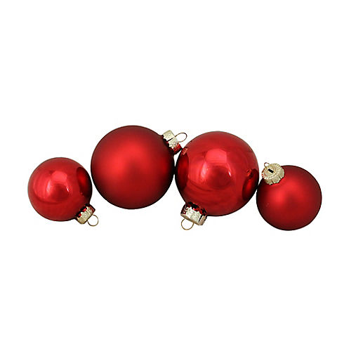 Northlight 3.25" Shiny Glass Ball Christmas Ornaments, 96 ct. - Matte Red