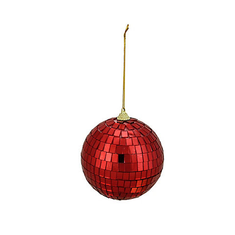 Northlight 3.5" Hot Mirrored Glass Disco Ball Christmas Ornaments, 4 ct. - Red