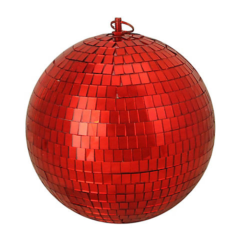 Northlight 8" Shiny Hot Mirrored Disco Glass Christmas Ball Ornament - Red