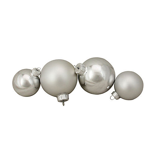 Northlight 3.25" Shiny and Matte Christmas Glass Ball Ornaments, 96 ct. - Silver