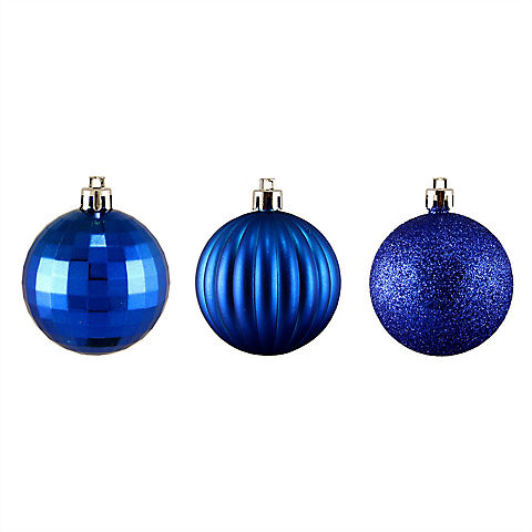 Northlight 2.5" Shatterproof 3-Finish Christmas Ball Ornaments, 100 ct. - Lavish Blue