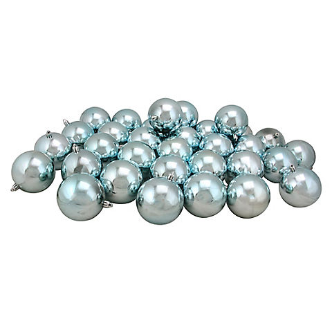 Northlight 3.25" Shatterproof Shiny Christmas Ball Ornaments, 32 ct. - Mermaid Blue