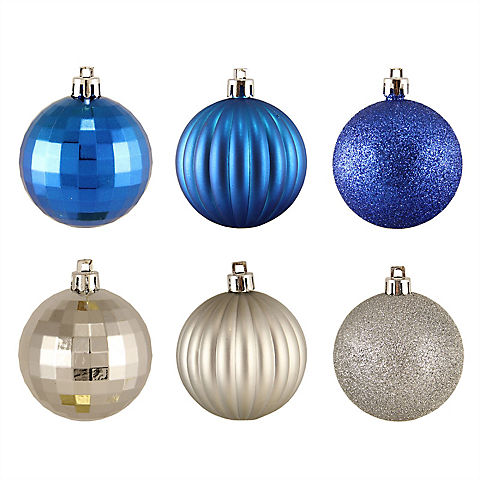 Northlight 2.5" Shatterproof 3-Finish Christmas Ball Ornaments, 100 ct. - Silver and Blue