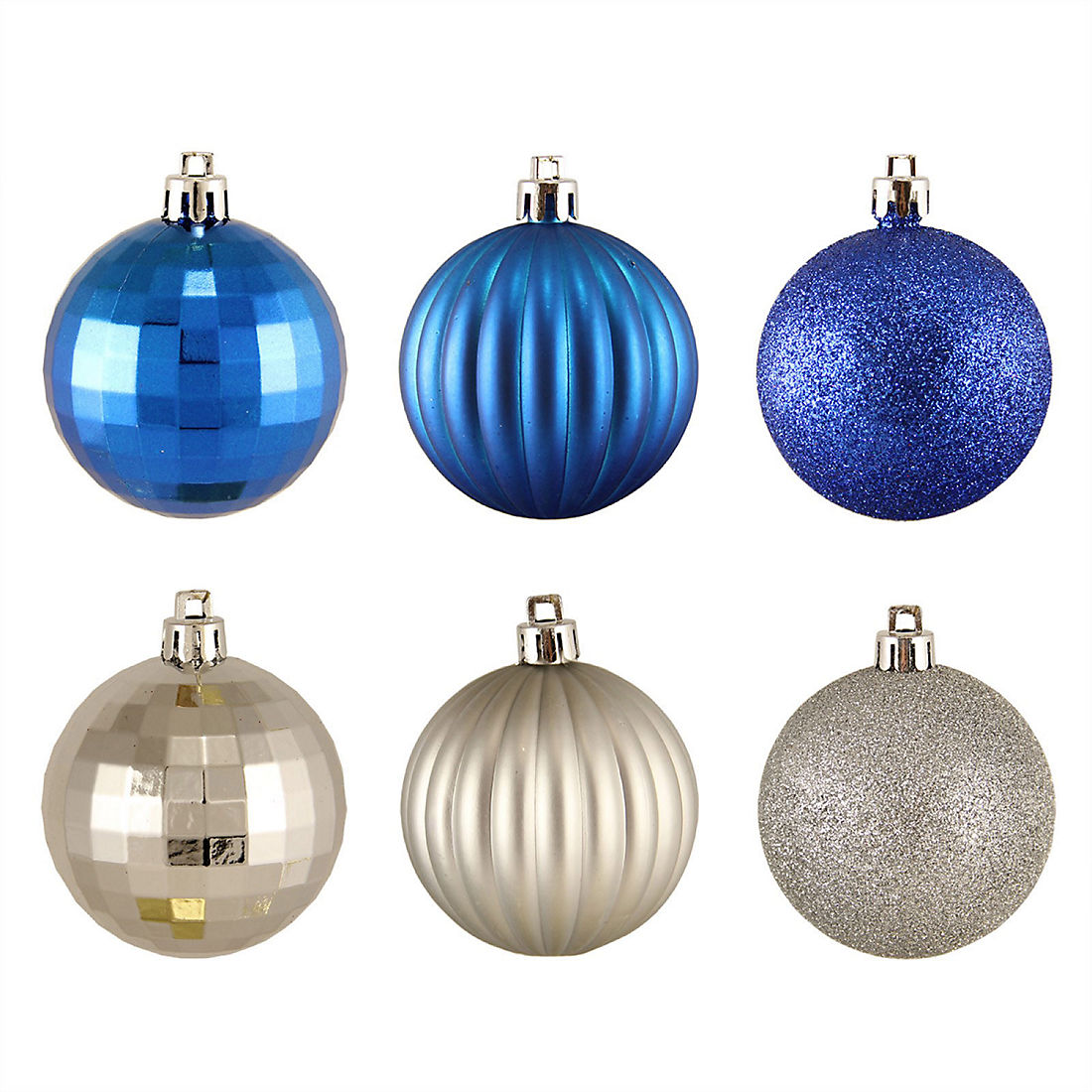 Northlight 2.5 Shatterproof 3-Finish Christmas Ball Ornaments, 100 ct. -  Silver and Blue