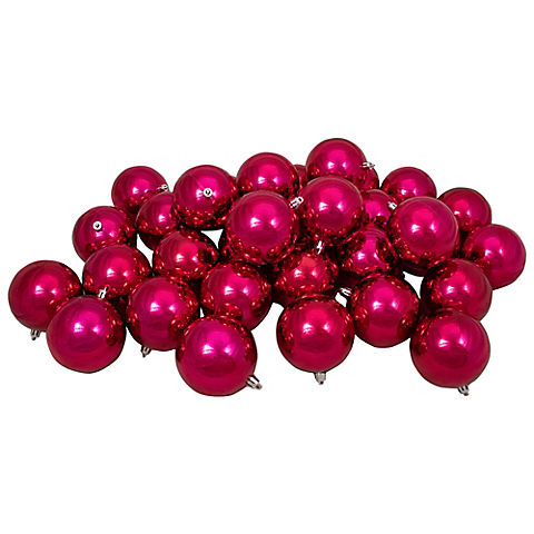 Northlight 3.25" Shatterproof Shiny Christmas Ball Ornaments, 32 ct. - Magenta Pink