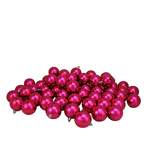 Northlight 2.5" Shatterproof Shiny Christmas Ball Ornaments, 60 ct. - Magenta Pink