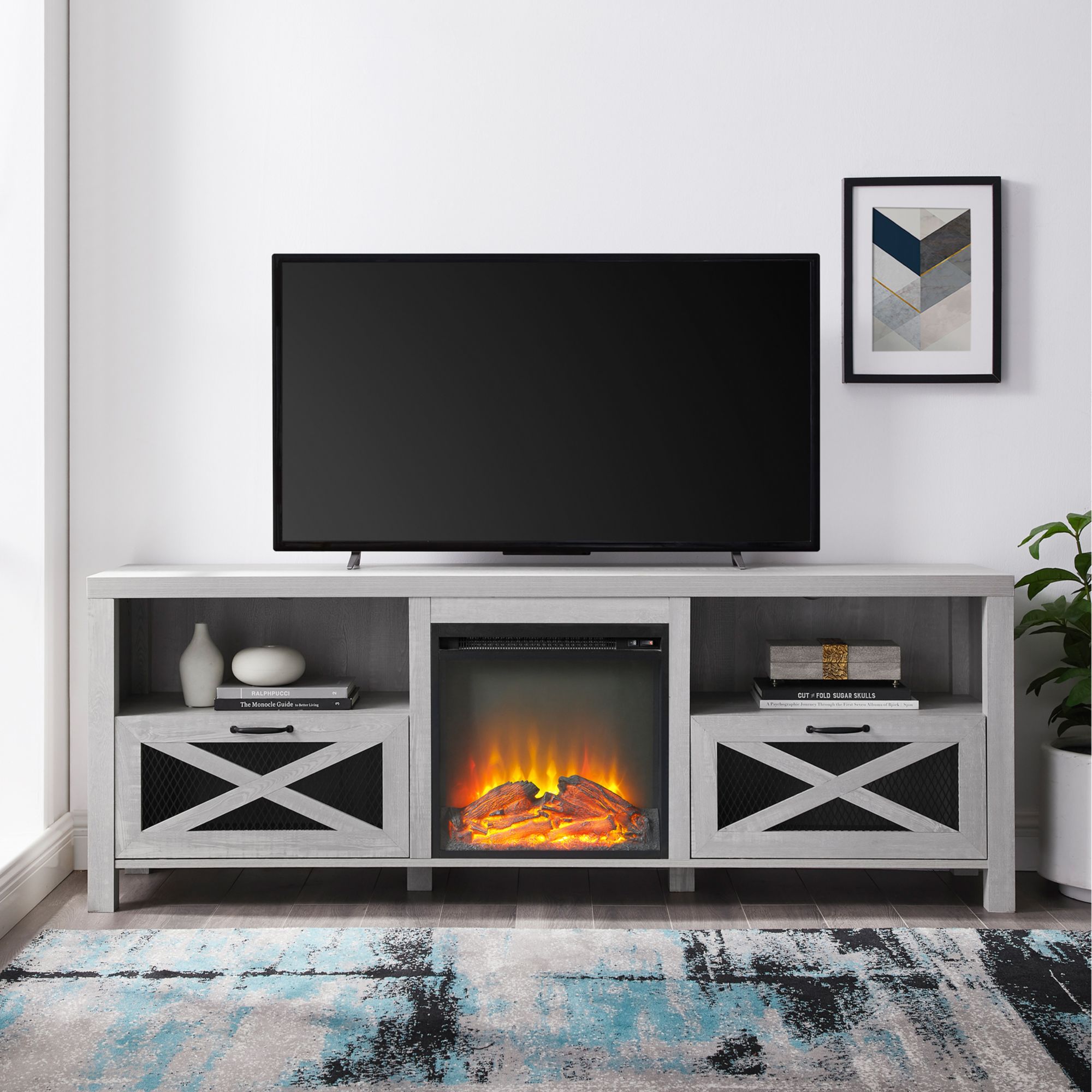 Fireplace tv stand for 2024 85 inch