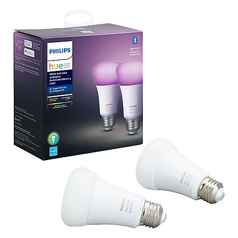 Philips Hue White and Color Ambiance A19 Smart Bulbs, 2 pk.