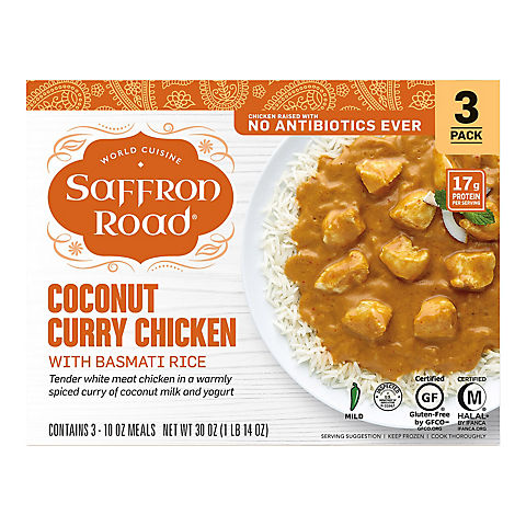 Saffron Road Gluten Free Coconut Curry Chicken Frozen Dinner, 3 ct./10 oz.