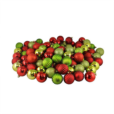 Northlight Shatterproof 3-Finish 2.5" Christmas Ball Ornaments, 100 ct. - Red and Green