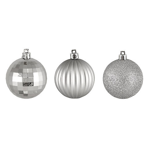 Northlight Shatterproof 3-Finish 2.5" Christmas Ball Ornaments, 100 ct. - Silver
