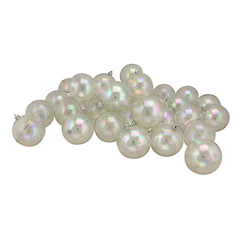 Northlight Iridescent Shatterproof Shiny 3.25" Christmas Ball Ornaments, 32 ct. - Clear