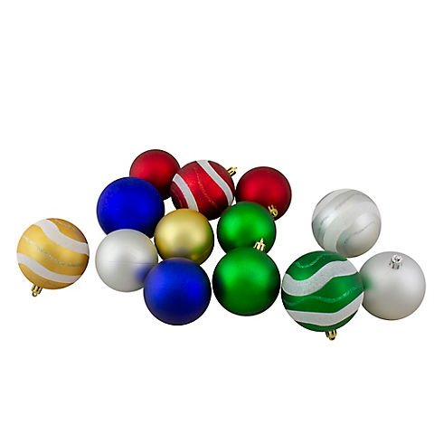 Northlight Shatterproof 2-Finish 4" Christmas Ball Ornaments, 39 ct. - Red and Blue