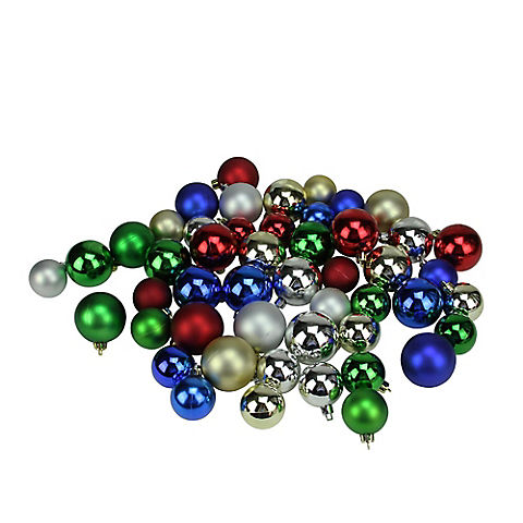 Northlight Shatterproof 2-Finish 2" Christmas Ball Ornaments, 50 ct. - Multi-Color