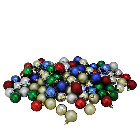 Northlight Shatterproof 4-Finish 1.5" Christmas Ball Ornaments, 96-ct. - Vibrantly Colored