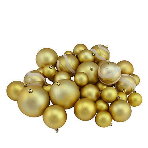 Northlight Shatterproof 2-Finish 4" Christmas Ball Ornaments, 39 ct. - Gold Glamour