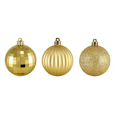 Northlight Shatterproof 3-Finish 2.5" Christmas Ball Ornaments, 100 ct. - Vegas Gold