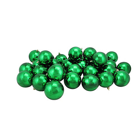 Northlight Shatterproof 3.25" Christmas Ball Ornaments, 32 ct. - Shiny Xmas Green