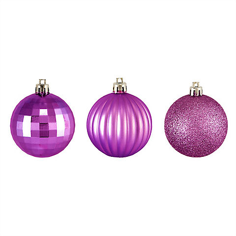 Northlight Shatterproof 3-Finish 2.5" Christmas Ball Ornaments, 100 ct. - Orchid Pink