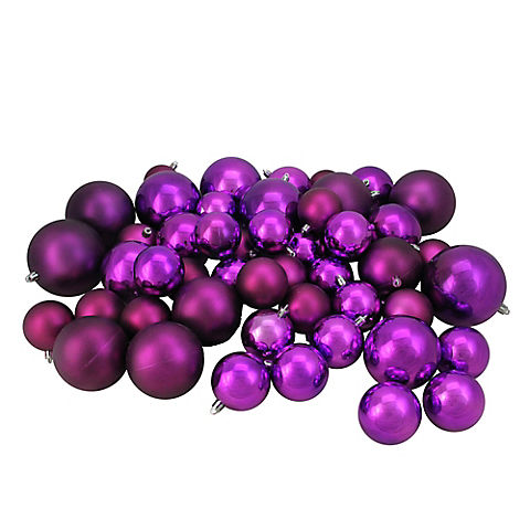 Northlight Shatterproof 2-Finish 4" Christmas Ball Ornaments, 50 ct. - Purple