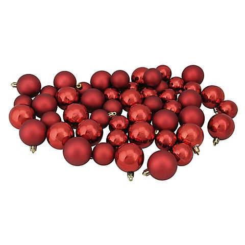 Northlight Shatterproof 2-Finish 2" Christmas Ball Ornaments, 50 ct. - Red