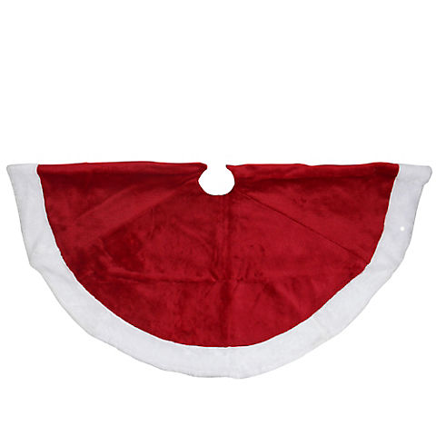 Northlight 48" Velveteen Christmas Tree Skirt with Trim - Red and White