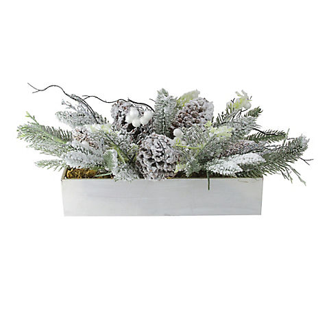 Northlight 19.5" Berries with Foliage Christmas Tabletop Decoration - White and Green