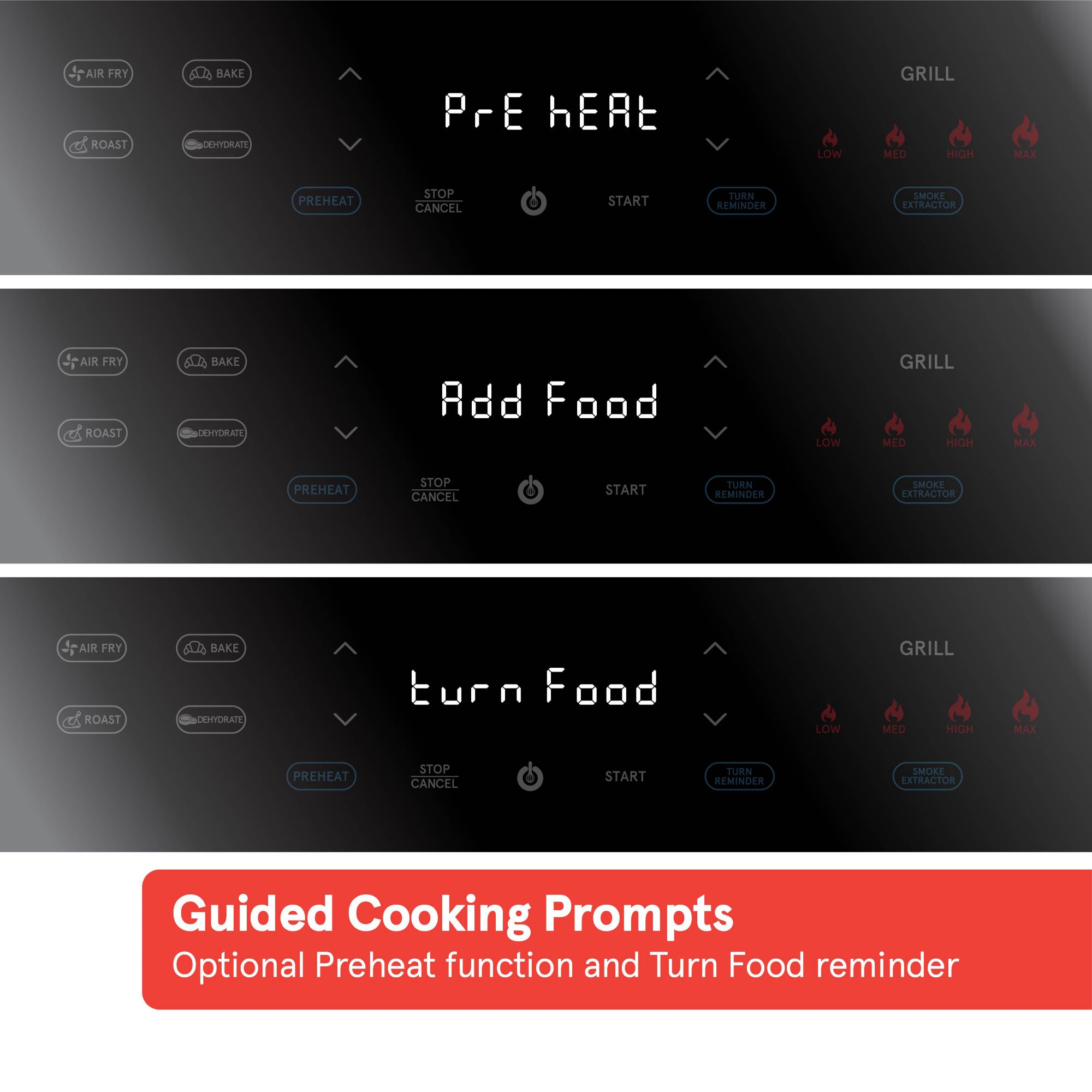 Gourmia FoodStation Indoor Smokeless Grill with Guided Cooking, Black 